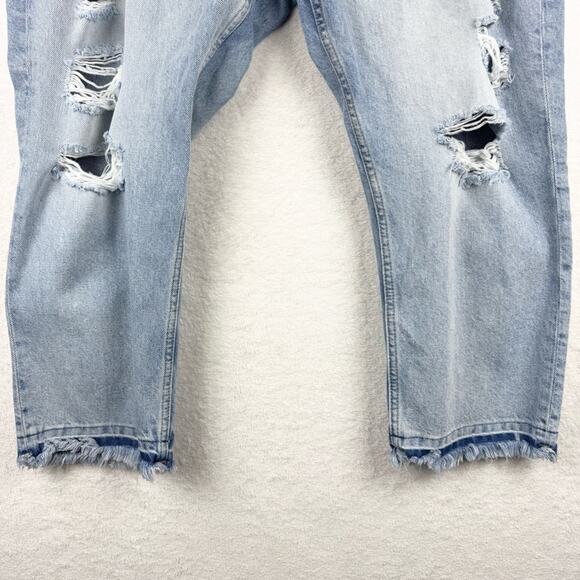 Old Navy High-Waisted Slouchy Straight Distressed Non-Stretch Jean Nessa Wash 18 - Picture 8 of 16